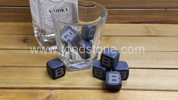 Black Whisky Stones with Engraving Letter