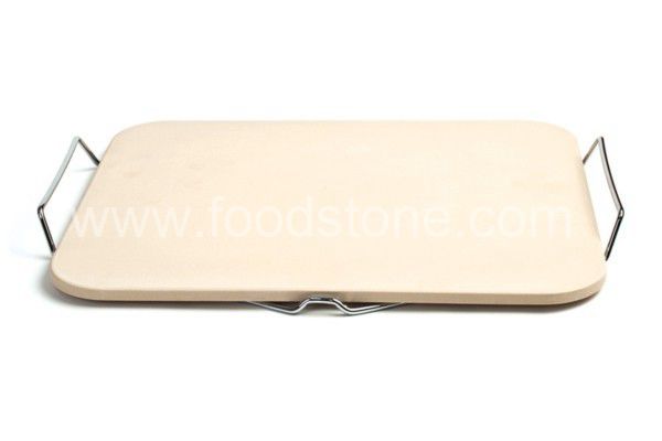Rectangular Ceramic Pizza Stone With Serving Tray