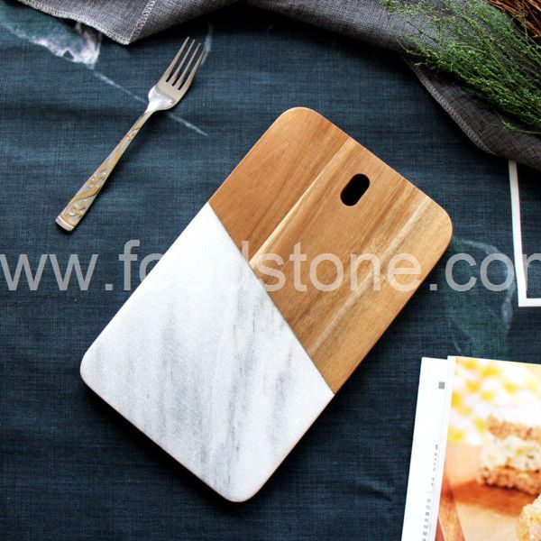 White Marble and Wood Cheese Board (1)